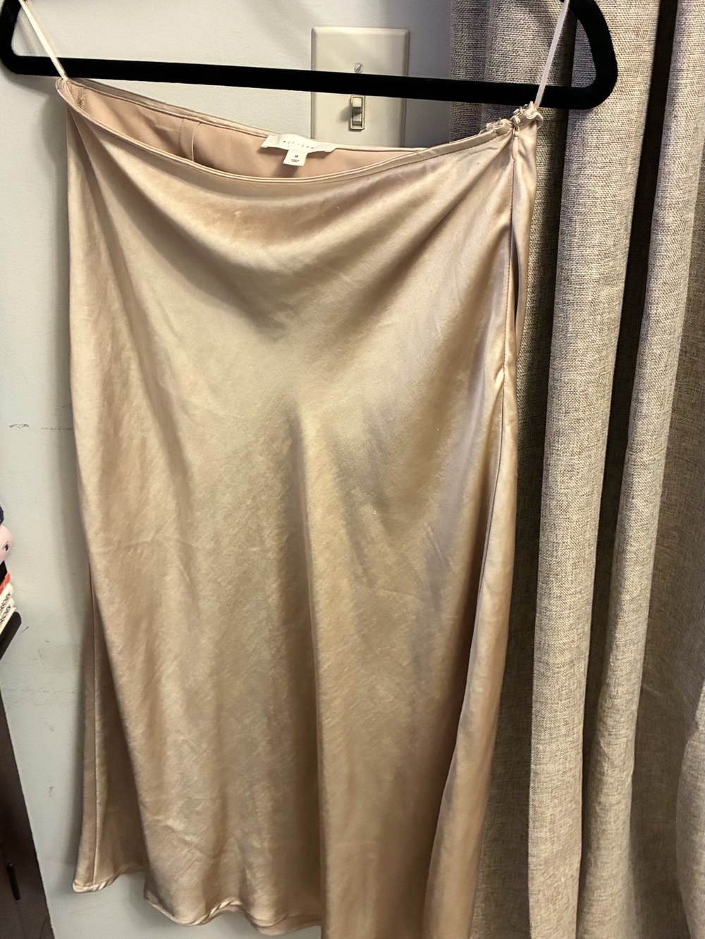 Satin Slip Skirt in Light Gold